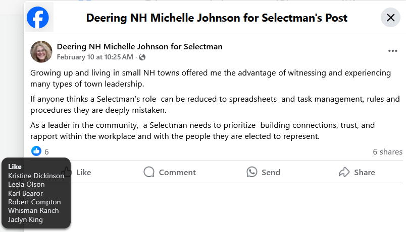 MichelleJohnson For Selectman February 10, 2025